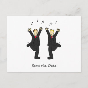 Tanzgrooms Save the Date Cartoon Ankündigungspostkarte