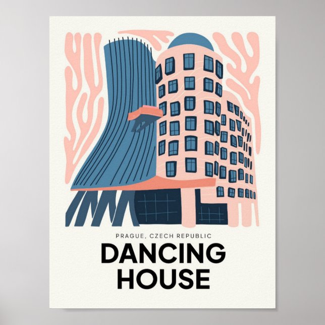 Tanzhaus Prag abstrakte Reise Poster (Vorne)