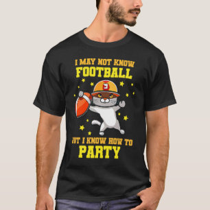 Tanzkatze mit Helm am Sonntag Fußball Event T-Shirt