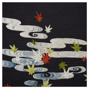 TANZKIMONO, WASSER, FALLENDE BLÄTTER STOFF