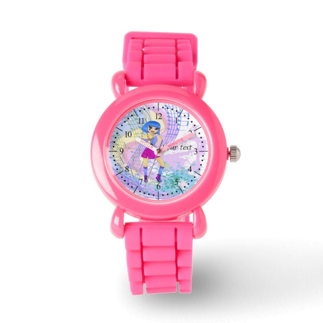 Tanzkleidungsanzeige mit hellblauem Haar Armbanduhr (Vorderseite)