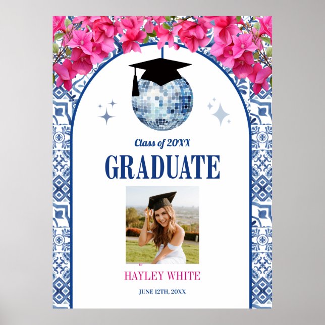 Tanzkönigin Disco-Kugel Abschlussfeier Willkommen Poster (Vorne)
