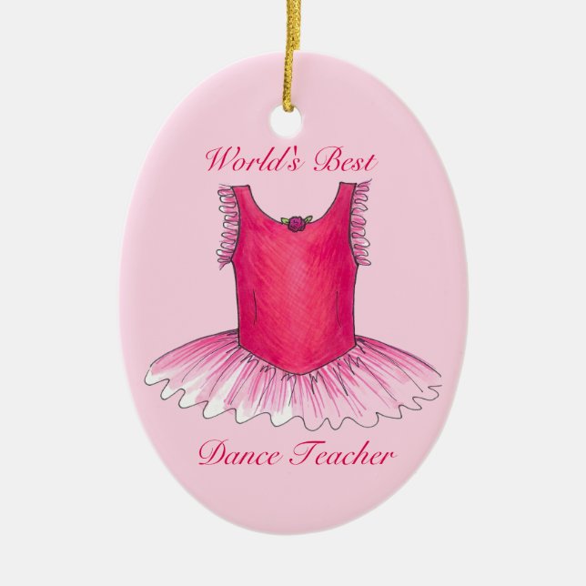 Tanzlehrer der Welt Pink Ballerina Tutu Keramikornament (Vorne)