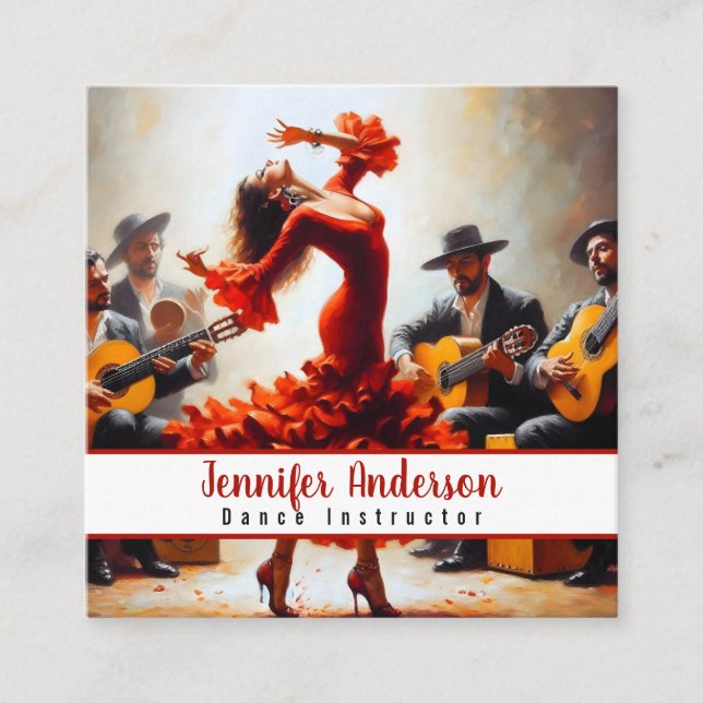 Tanzlehrer Flamenco Band Quadratische Visitenkarte (Vorderseite)