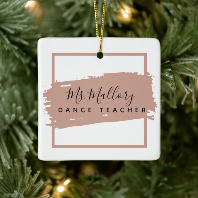 Tanzlehrer Schwarz und Rose Gold Personalisiert Keramikornament (Baum)