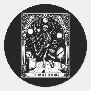 Tanzlehrer Tarot Karte Skelett Ballett T Runder Aufkleber