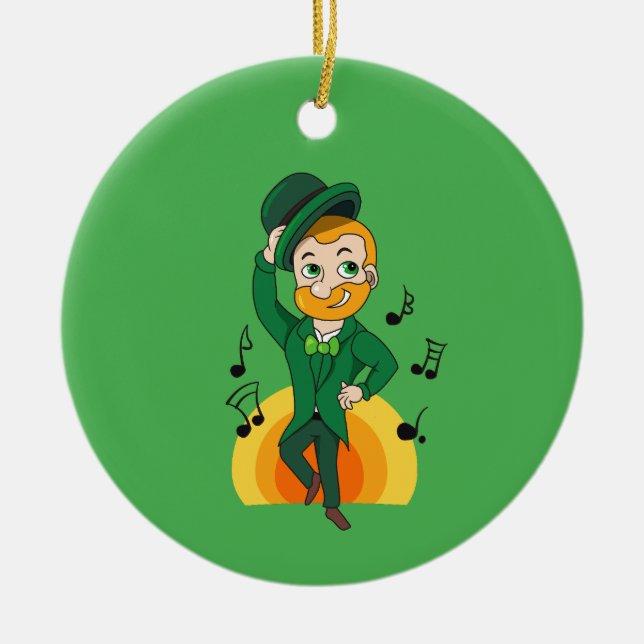 Tanzlekobobobaun, St. Patrick's Day Cartoon Keramik Ornament (Vorne)
