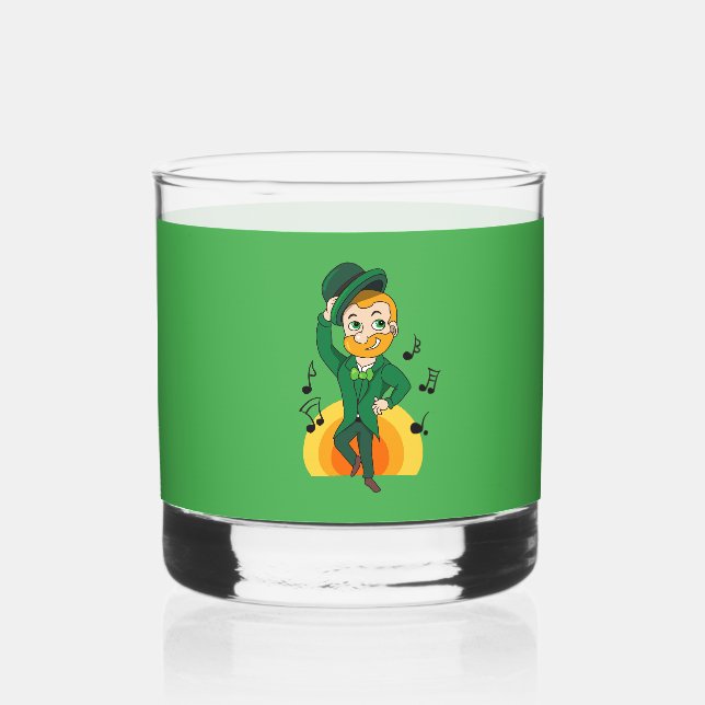 Tanzlekobobobaun, St. Patrick's Day Cartoon Whiskyglas (Vorderseite)
