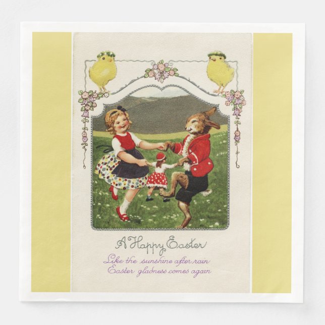 Tanzmädchen und Ostern Bunny Yellow Dinner Napkin Serviette (Vorderseite)