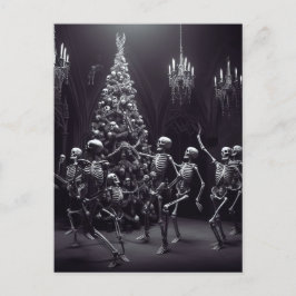 Tanzmakabre Weihnachten Skelette um den Baum Postkarte
