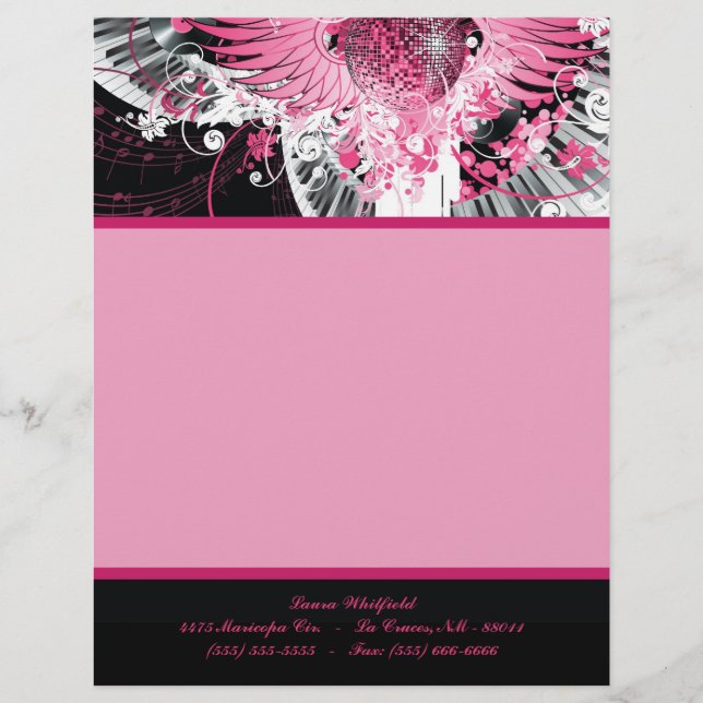 Tanzmusik Disko Ball Piano Parco Tassino Briefbogen (Vorderseite)