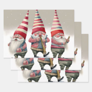 Tanzmusikalische Weihnachtsgnomes Geschenkpapier Set