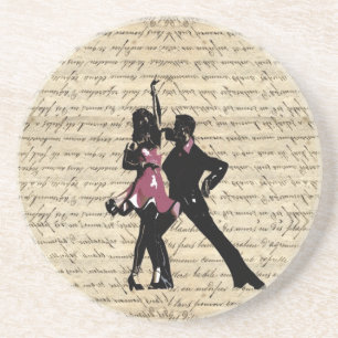 Tanzpaare im Ballsaal auf Vintage-Papier Getränkeuntersetzer