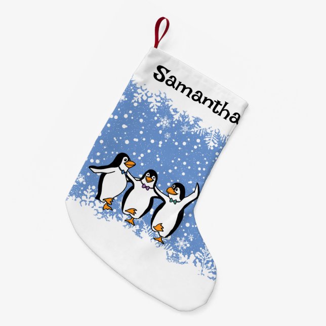 Tanzpinguine Design Kleiner Weihnachtsstrumpf (Vorderansicht (hängend))