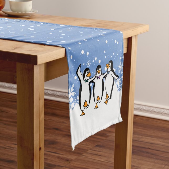 Tanzpinguine Winterweihnachtsläufer Kurzer Tischläufer (Beispiel)