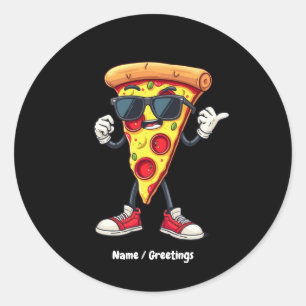 Tanzpizza Slice ein spielerisches und köstliches D Runder Aufkleber