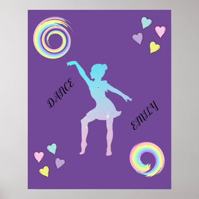Tanzposter mit Herzen & Wirbel. Poster (Vorne)