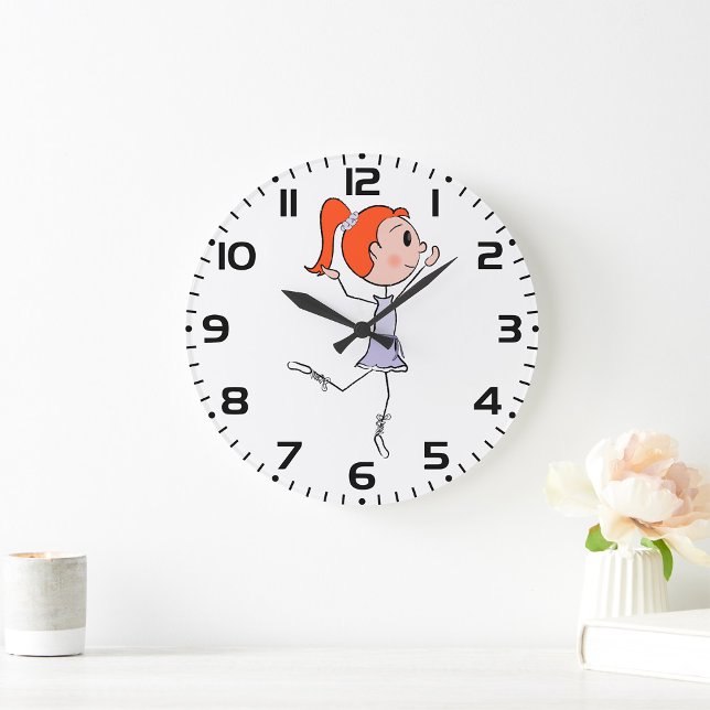 Tanzprincess Niedlich Ballerina Strichmännchen Große Wanduhr (Von Creator hochgeladen)