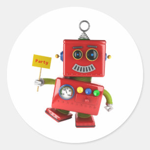 Tanzroboter mit Party Runder Aufkleber