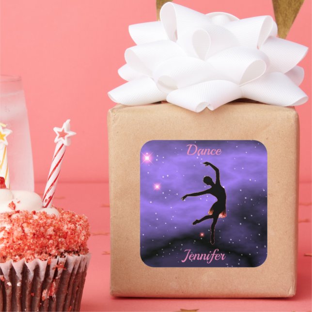 Tanzrosa und Lila Quadratischer Aufkleber (Party)