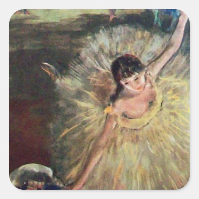 TANZSCHULE / BALLERINA BALLETTER QUADRATISCHER AUFKLEBER (Vorderseite)