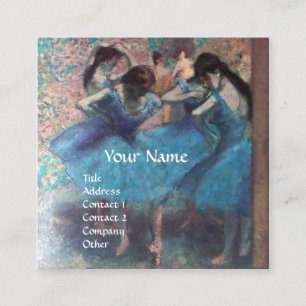 TANZSCHULE / BALLERINA, BALLETTTÄNZER IN BLAU QUADRATISCHE VISITENKARTE