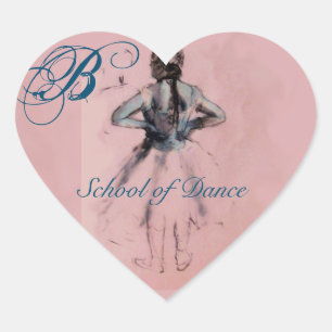 TANZSCHULE /BALLERINA  BALLETTTÄNZERIN MONOGRAMM Herz-Aufkleber