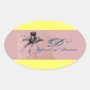 TANZSCHULE /BALLERINA  BALLETTTÄNZERIN MONOGRAMM OVALER AUFKLEBER