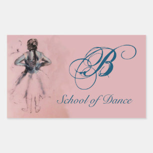 TANZSCHULE /BALLERINA BALLETTTÄNZERIN MONOGRAMM RECHTECKIGER AUFKLEBER