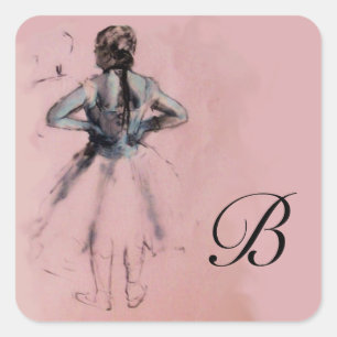 TANZSCHULE / BALLERINA PINK BALLETTER QUADRATISCHER AUFKLEBER