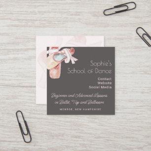 Tanzschule Ballet Shoes Art Business Card Quadratische Visitenkarte