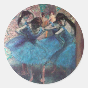 TANZSCHULE, BALLETTÄNZERINNEN IM BLAUEN BALLETTKOS RUNDER AUFKLEBER