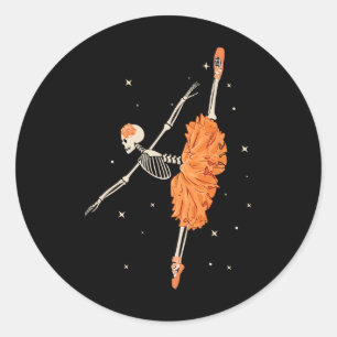 Tanzskeleton Ballerina Ballerina Tanz Halloween Runder Aufkleber