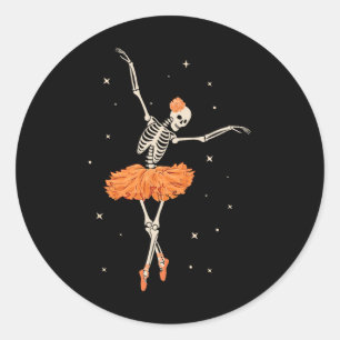 Tanzskeleton Ballerina Ballerina Tanz Halloween Runder Aufkleber
