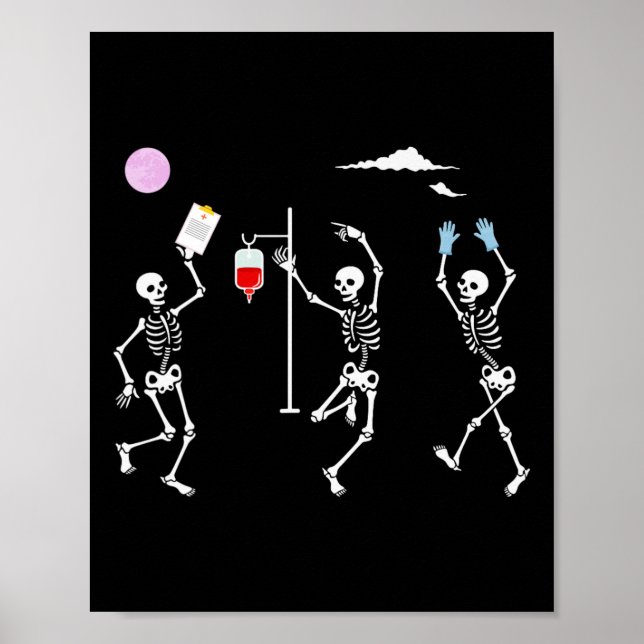 Tanzskeleton Funny Nurse Skeleton Halloween He Poster (Vorne)