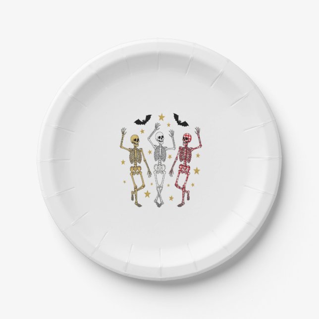 Tanzskeleton Halloween Pappteller (Vorderseite)