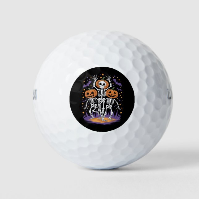 Tanzskeleton Halloween Pumpkin Golfball (Vorderseite)