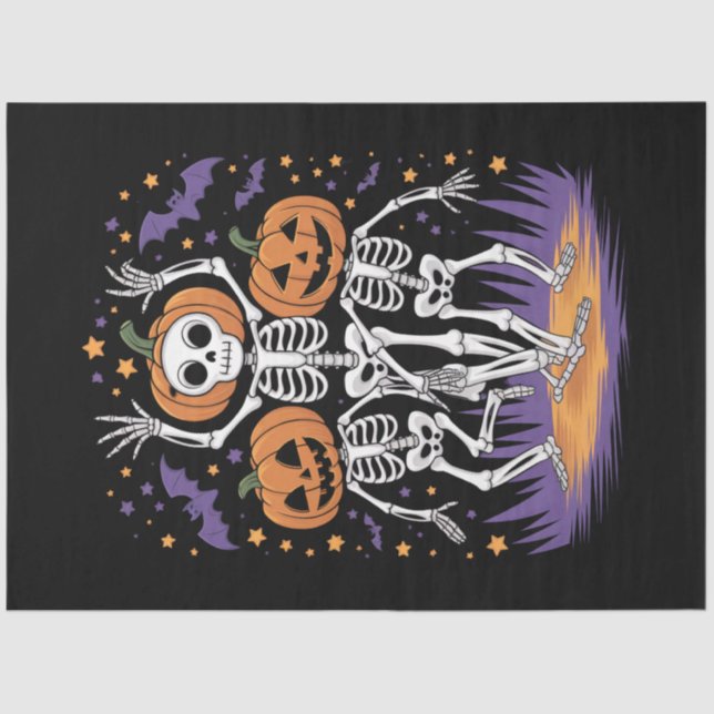Tanzskeleton Halloween Pumpkin Seidenpapier (Vorderseite)