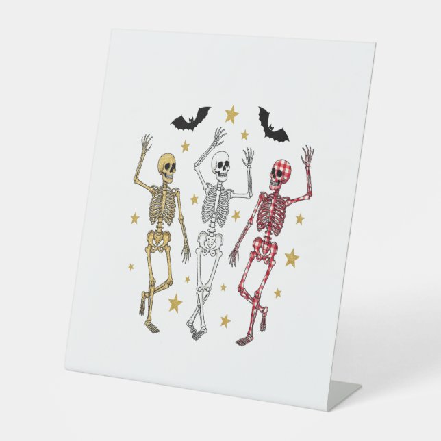Tanzskeleton Halloween Sockelschild (Vorderseite)