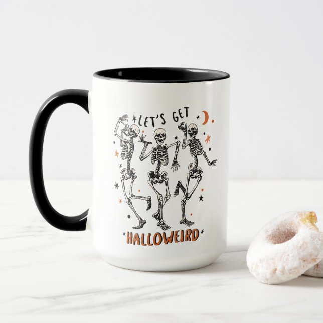Tanzskeleton Halloween Tasse (Mit Donut)