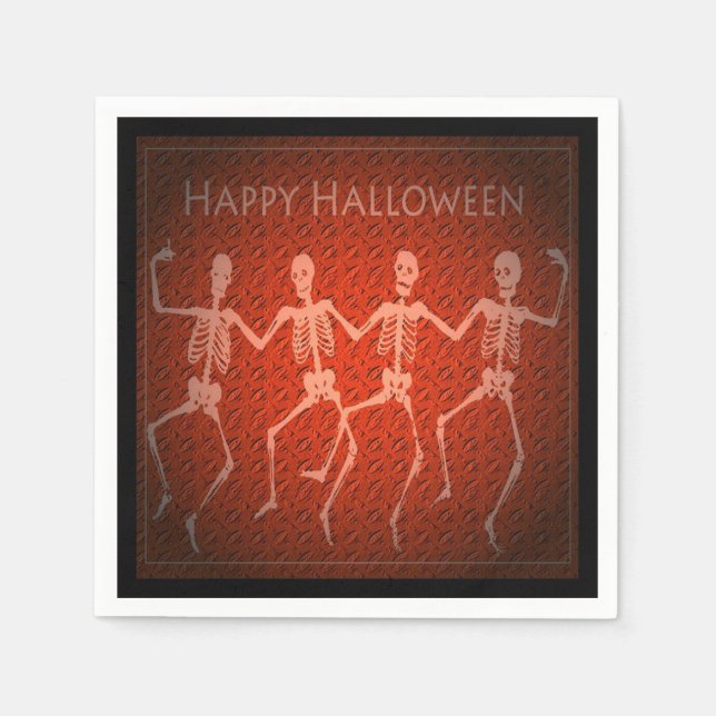 Tanzskeletons Orange Halloween Napkins Serviette (Vorderseite)