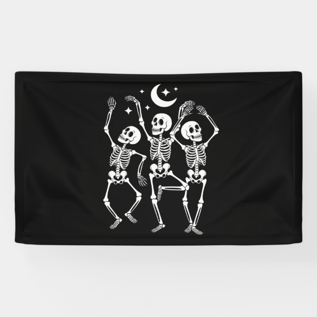 Tanzskelett Frohes Halloween Fall Skull Banner (Horizontal)