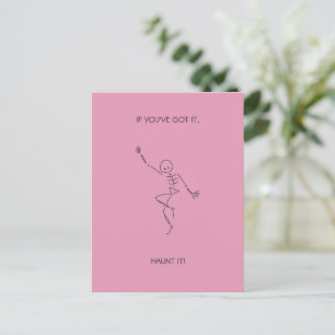 Tanzskelett Halloween Pink Postcard Feiertagspostkarte