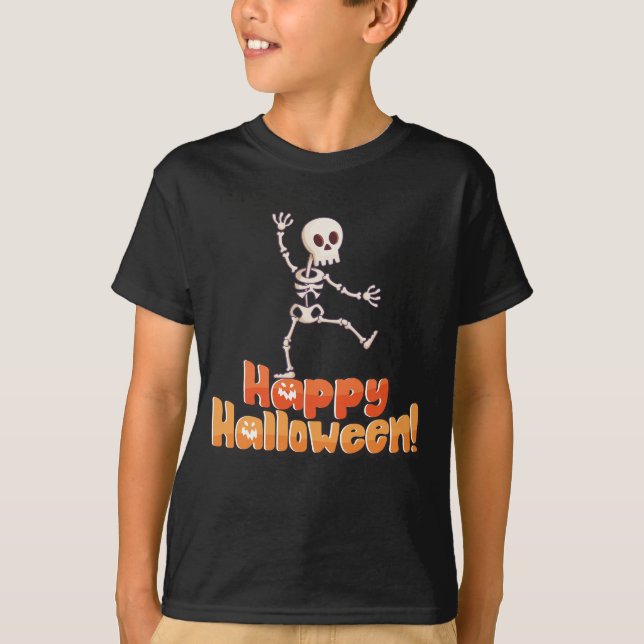 Tanzskelett "Happy Halloween" T-Shirt (Vorderseite)