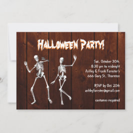 Tanzskelette auf Wood Halloween Einladung