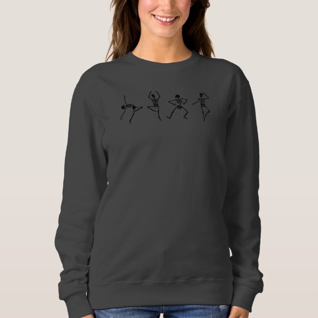 Tanzskelette Halloween-Monokrome Sweatshirt (Vorderseite)