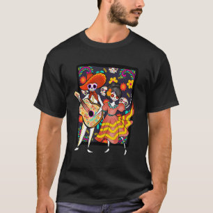 Tanzskelette Mexikanischer Toter Tag des Dia de Lo T-Shirt