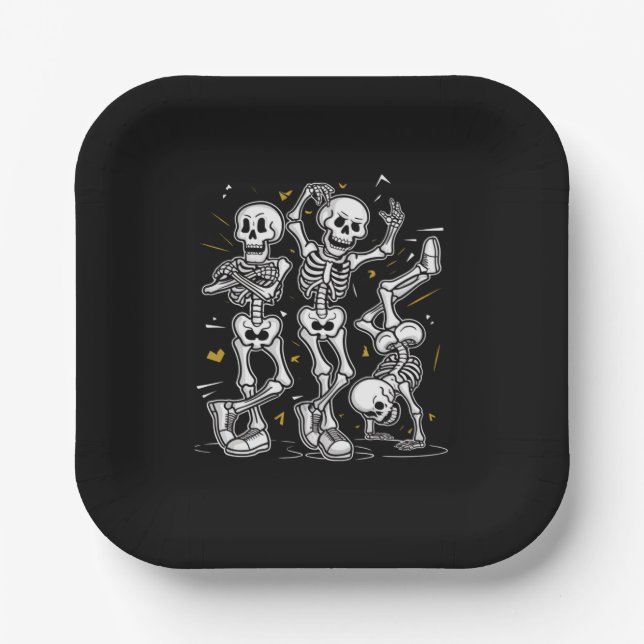 Tanzskelette TanzChallenge Halloween Pappteller (Vorderseite)