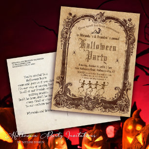 Tanzskelette Vintages gotisches Halloween-Party Postkarte