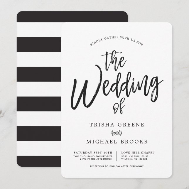 Tanzskript Minimalistisch Hochzeit Einladung (Vorne/Hinten)